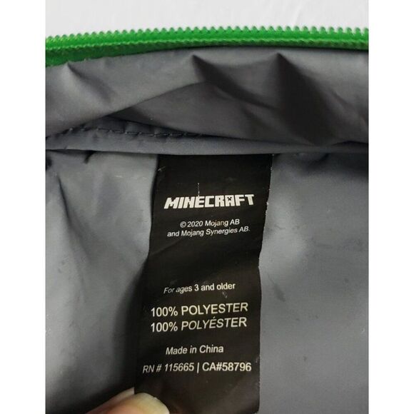 Minecraft Creeper Kids Insulated Lunch Box With Handle & Green Zipper Closure - Picture 5 of 5